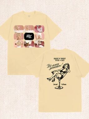 Short N' Sweet Tour 2025 Graphic Tee - Pale Yellow